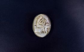 Italian Shell Cameo Brooch 20th Century