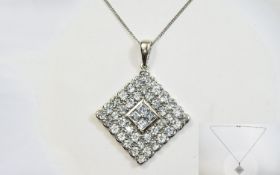 Aquamarine Square Pendant and Chain, row