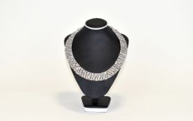 White Crystal Collar Necklace, fluidly f