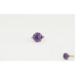 Ladies 9ct Gold - Large Amethyst Set Dre