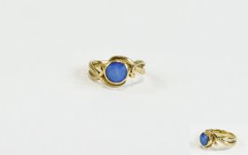 9ct Gold Blue Stone Set Dress Ring. Full