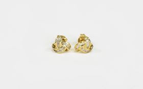 Diamond Baguette Knot Earrings, a triple