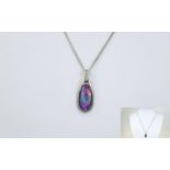 Ammolite and Diamond Pendant and chain,