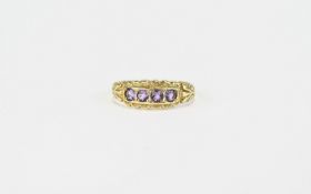 Amethyst and 9ct Gold Ring, a row of fou