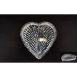 Waterford - Very Fine Cut Crystal Heart Shaped Dish. 7.5 x 7.5 Inches. Comes with Locked Case.