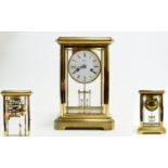 Angelus Clock Co Lacquered Brass Cased Mantel Clock with Glass Panels, 8 Day Movement,