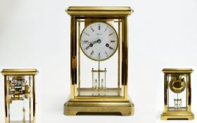 Angelus Clock Co Lacquered Brass Cased Mantel Clock with Glass Panels, 8 Day Movement,