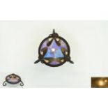 Art Nouveau Period Butterfly Wing Trinket Dish, The Metal Surround with Leaf Decoration,