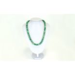 Long Jadeite Necklace Chunky beaded necklace with lobster claw fastening.