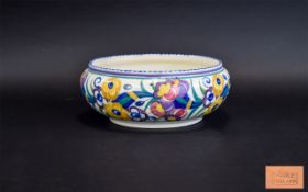 Poole - Carter Sadler Adams - Large Footed Bowl. Designer Trudi Carter, Stylish Floral Design.