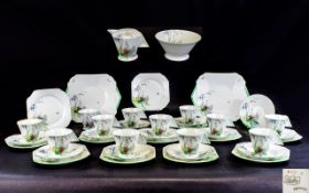 Shelley Art Deco Period Stunning 40 Piece Tea Service Comprises 12 trios,