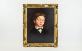 Oil On Canvas Portrait of A Young Child, Signed Pigot 66. 18 x 14 Inches.