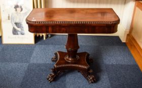 William IV Mahogany Card Table / Tea Table with Swivel Fold Over Top,