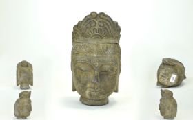 A Carved Limestone Head Of A Bodhisattva Looks To Be Northern Qi Dynasty Or Later Tang serene face