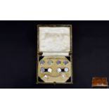 Art Deco Period - Boxed Set of 9ct White Gold Gentleman's Studs ( 10 ) In Total.