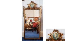 Ornate Yellow Gilt Framed Mirror Large rectangular mirror in highly decorative baroque style frame