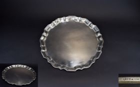 Hamilton & Co Silver Smiths Good Quality and Solid Sterling Silver Large Circular Tray with Piecrust