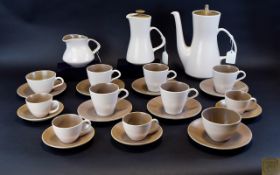 Poole Pottery Coffee Coloured Part Tea and Coffee Set includes teapot, coffee pot, sugar bowls,