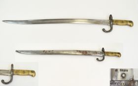 Antique French Bayonet Model 1866 Sabre Bayonet with scabbard. Numbered to handle K87977.
