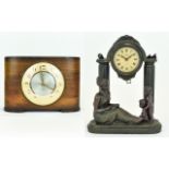 Reproduction Resin Mantle Clock Contemporary mantle clock in the featuring a small circular central