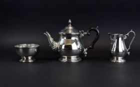 Hamilton & Co Silversmiths Good Quality and Solid 3 Piece Sterling Silver Tea Service. Comprises