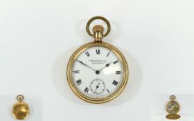 Open Faced Pocket Watch White Enamelled Dial With Roman Numerals And Subsidiary Seconds,