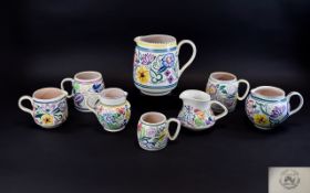 A Good Collection of Poole Pottery Jugs ( 8 ) In Total, From The 1950's.