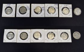 A Collection of Swedish Silver Coins ( 5 ) All In Uncirculated Condition. All One Silver Kroners.