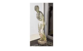 Neoclassical Garden Statue Carved stone female nude in the style of 'Diana At Her Bath' Aged patina