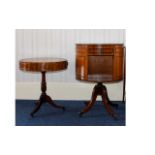Drum Table And Matching Occasional Table Small circular rotating table/bookcase with ochre gilt