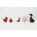 Small Collection Of Coloured Glass Animal Figures, To Include 2 Wedgwood
