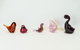 Small Collection Of Coloured Glass Animal Figures, To Include 2 Wedgwood