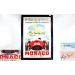 Monaco - Original Grand Prix Automobile Signed / Autographed Large Motor Racing Poster.