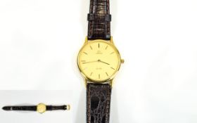 Gents Omega De Ville Wristwatch Gold Tone Dial, Baton Numerals & Hands, 32mm Gold Plated Case,