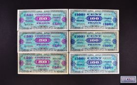 A Good Collection of French High Grade Bank Notes ( 6 ) In Total.