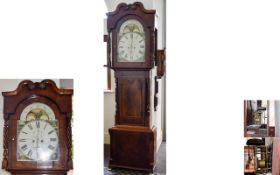 Victorian Period Fine and Impressive Walnut and Mahogany Long Case Clock.