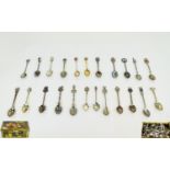 Tin Containing A Collection Of Souvenir Spoons Some With Enamelling,