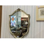 Regency - George III Shield Shaped Painted and Gesso / Wood Framed Wall Mirror,