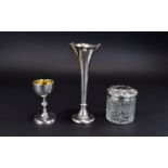 A Small Collection of Antique Silver Items ( 3 ) Comprises 1/ Edwardian Silver Flared Neck Bud
