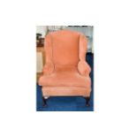 Wing Back Armchair Large armchair/bedroom chair with dark wood cabriole legs,