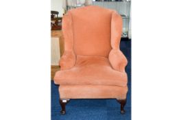 Wing Back Armchair Large armchair/bedroom chair with dark wood cabriole legs,