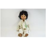 1970s Cicciobello Sebino Italian Doll - Japanese Style with Judo outfit on. Soother on cord round