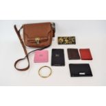 Faux Leather Cross Body Bag And Five Assorted Wallets.