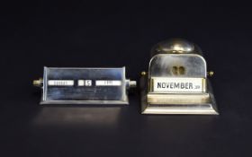 Art Deco Period 1930's Chrome Combined Perpetual Desk Calendar and Ink Well,