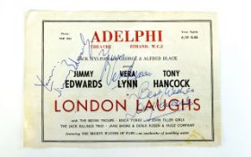 Tony Hancock Autograph and Jimmy Edwards, Vera Lynn on play advert..London late 1950's.