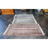 Kashmir Rugs Three in total, of fine quality, wool blend, hand knotted rectangular rugs with cream