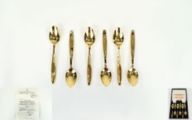 Nestle Gold Blend Gold Plated Coffee Spoons Boxed set of six collectors spoons from 1970.