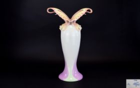 Franz Porcelain Collection Superb and Handpainted and Impressive Tall Papillon Design Butterfly