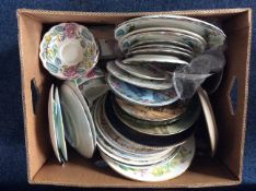 Box Of Assorted Pottery Including A Quantity Of Assorted Plates.