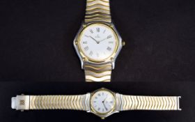 Gents Bi Metal Ebel Wristwatch Gold and silver tone bracelet with Roman numerals and gold tone